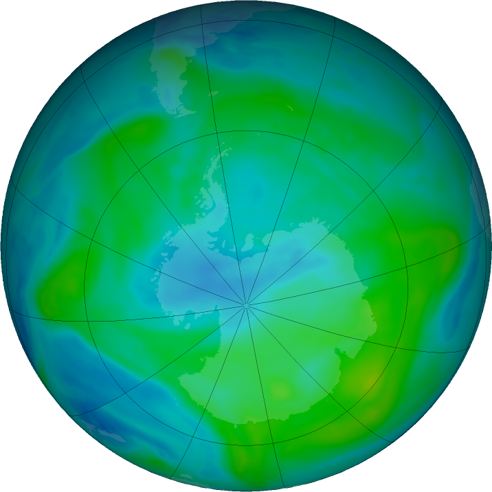 Antarctic ozone map for 17 February 2020